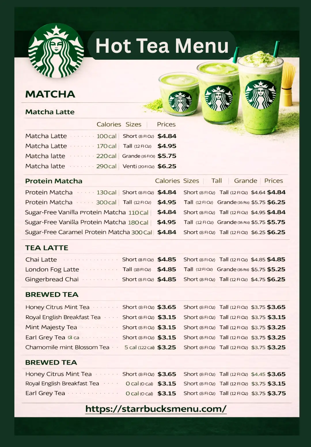 Starbucks Hot Tea Menu 2026 - Prices, Calories, & Sizes 3 Starbucks Hot Tea Menu Card
