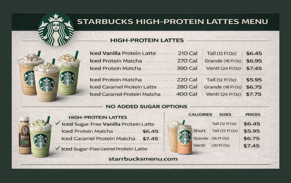 Starbucks Protein Drinks Menu - Best High Protein Options 3 Starbucks Protein Drinks Menu card