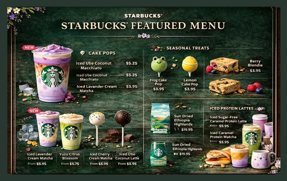 Starbucks Featured Menu 2026 - Latest Drinks & Foods 3 Starbucks Featured Menu Card