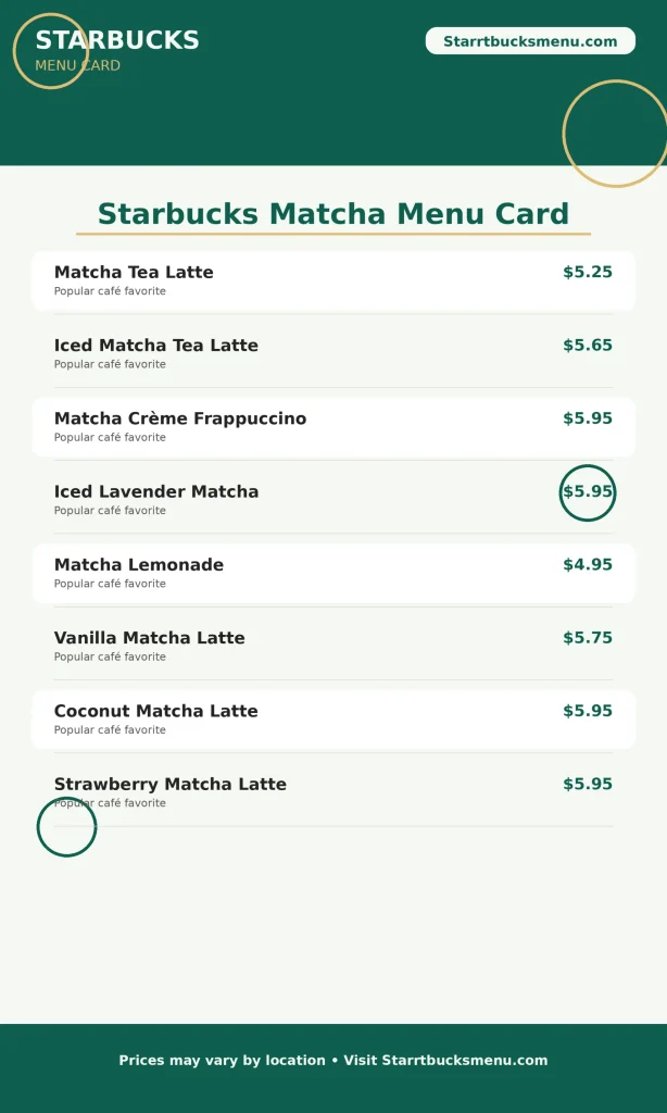 starbucks matcha menu card